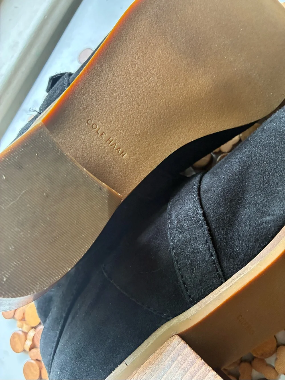 Black Suede Ankle Boots with Buckle Strap